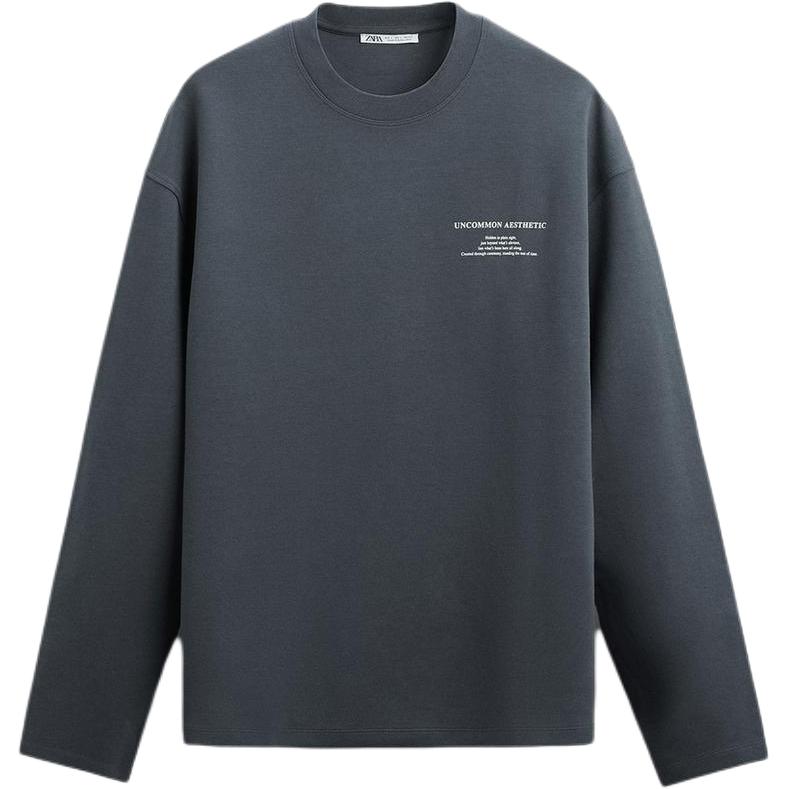 

Zara Comfortable Letter Print Loose Long Sleeve Sweatshirt Men sweatshirt Gray 4442355-407 S