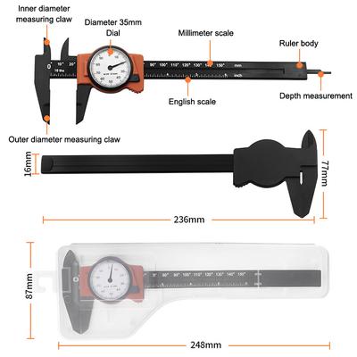0-150Mm 0-6" Markierungs-Messschieber mit Uhr Kunststoff-Messschieber mit Aufbewahrungsbox Hochpräzisions-Instrumentenwerkzeuge