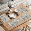 4PC Set Natural Forest Wood Grain Oil Painting Table Runner, Linen, Rectangle, 30x40CM, Machine Washable, Woven, For H