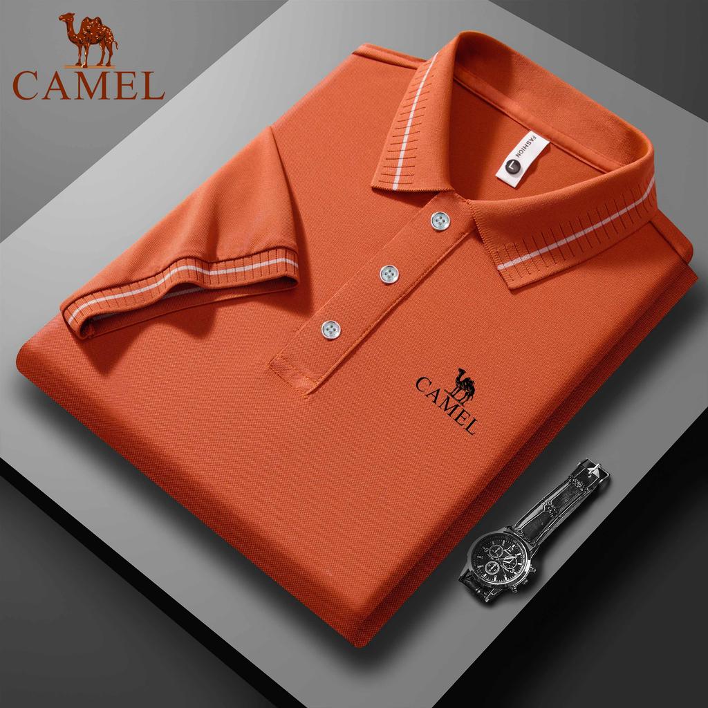 Camel 2025 Léto Nové Sport Neformální Golf Tričko s vyšívanou klopou Polokošile odvádějící vlhkost a odvod potu
