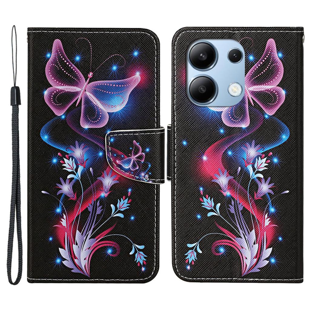 Für Xiaomi Redmi Note 13 4G Hülle PU Leder Ständer Brieftasche Handyhülle Musterdruck