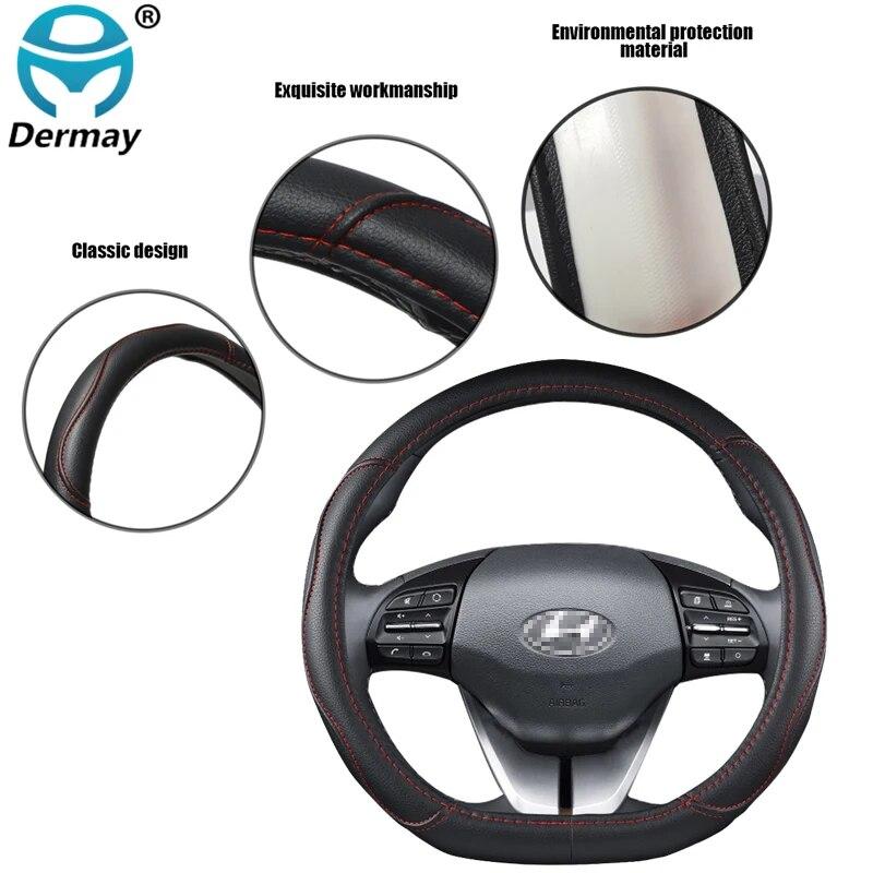 for Hyundai ioniq 2016 2017 2018   Car Steering Wheel Cover D Shape PU Leather Auto Accessories interior Fast Shipping