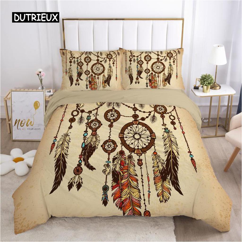 Bohemian Duvet Cover Set Bohemian Hippie Mandala Eyes Pattern Twin Bedding Set for Adults King Size Soft Polyester Quilt Cover