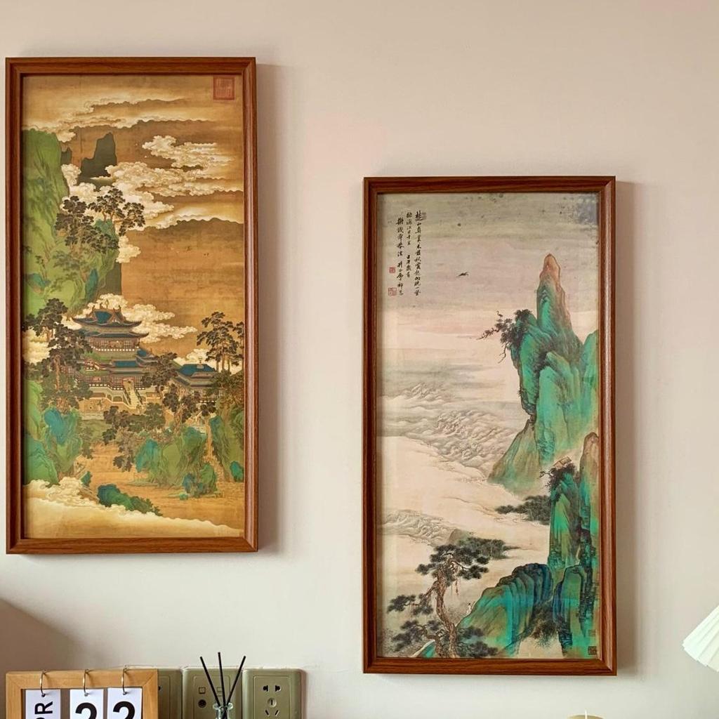 Chinese Pine & Crane Longevity Wall Art - Framed Replica for Living Room, Entrance, Tea Room, or Homestay