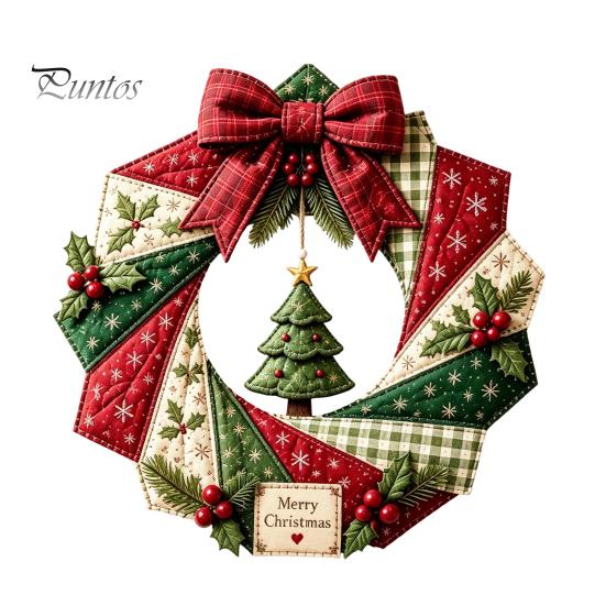 Progetti Creativi Fai da Te per la Casa Ghirlanda Patchwork Kit Artigianale, Modelli Stagionali da Cucito Natalizio, Kit Trapuntatura Fatti a Mano per Adulti Stile Rustico