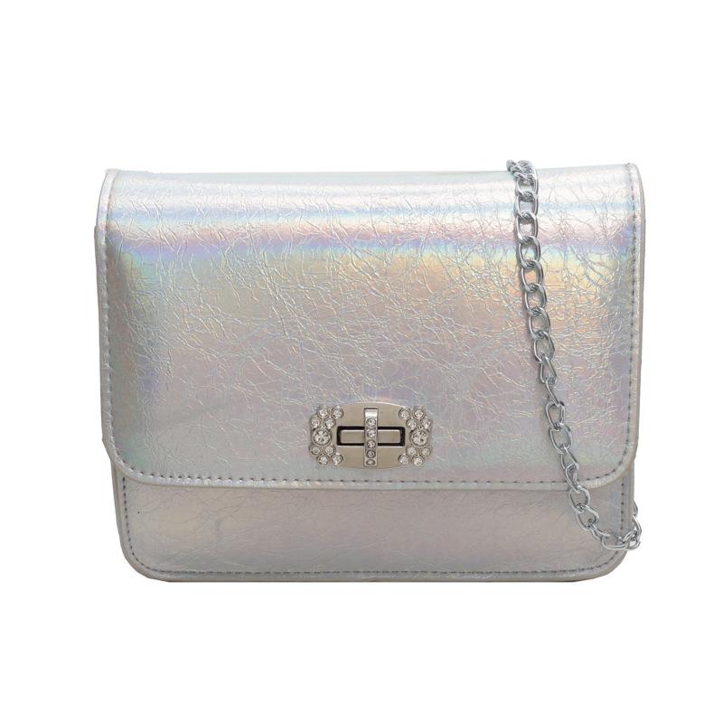 Silver Bag Women's 2025 New Summer Versatile Oil Wax Surface Chain Shoulder Messenger Bag, Popular Small Square Bag This Year
