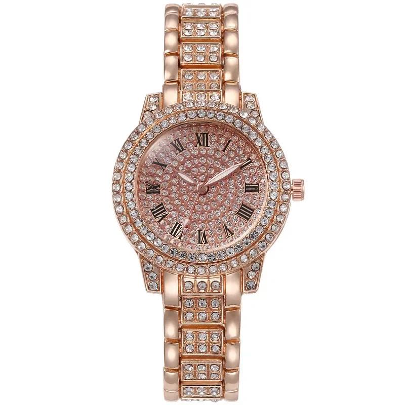 Luxus Funkelnde Diamant Uhr Damen Marke Quarz Gold Armband Uhren Damen Zirkon Kristall Top Elegante Armbanduhr Uhr Geschenke
