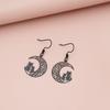 Carved Black Cat Moon Design Dingla örhängen Legering Smycken Söt Elegant Style Daily Wear Accessoarer