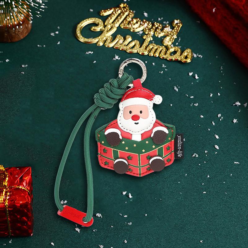 Cute Christmas Themed Pu Keychains Cartoon Designs Sturdy Lanyard Perfect For Holiday Gifting Bag Decor Daily Use