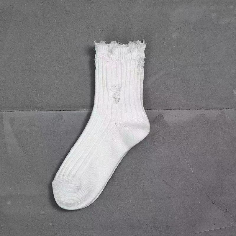 

Ripped Socks, Beggar Socks, Women s Spring and Summer Mid-calf Wear, White Couple Spring and Autumn 1 pair білий