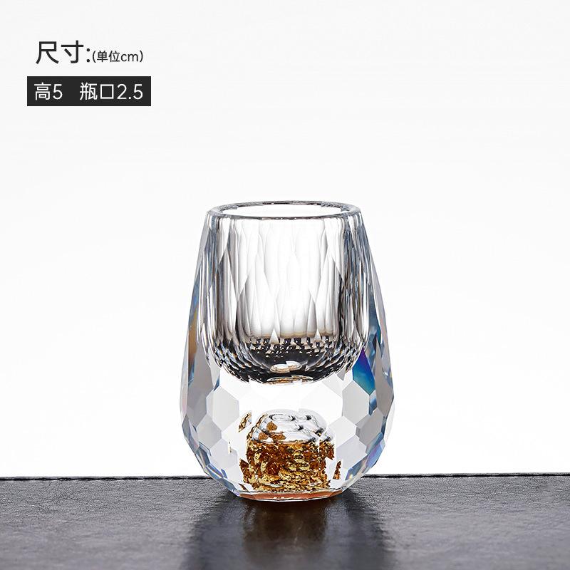 Creative Crystal Baijiu Cup High-Grade Jinshan Cup Gold Foil Baijiu Cup Household One-Bite Cup Set Wine Set Gift Box Packaging