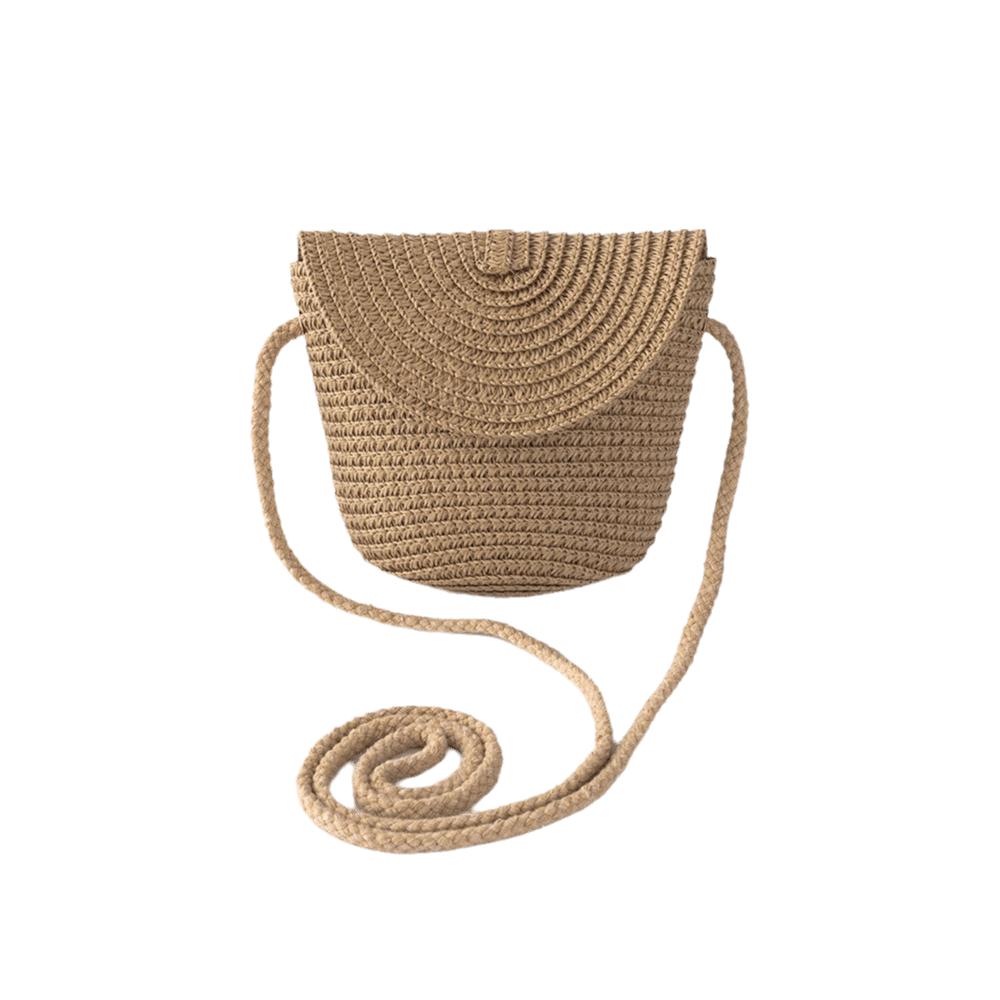Pure Color Children Straw Bag Handmade Rattan Bag New Handwoven Beach Bag  Women