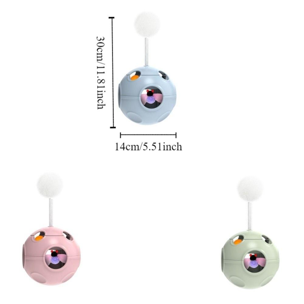 Spring Cat Teasing Ball Automatic Rotation with Feather Rotating Tumbler with Bells Plush Ball Cat Interactive Toy Exercise