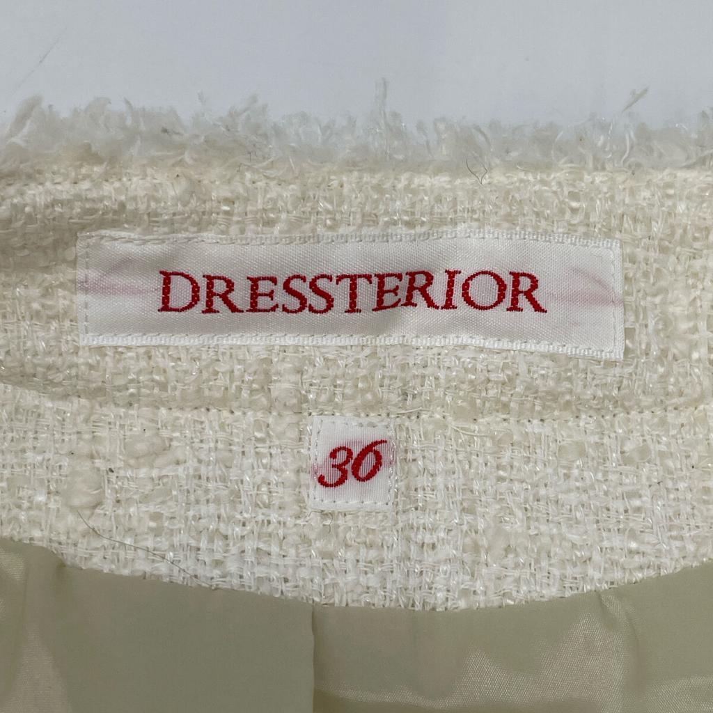 DRESSTERIOR 085-46001 White Fringed Tweed Jacket Jacket 36 whiteUsed
