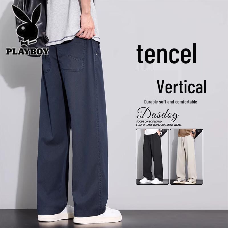 Playboy Men's Summer Tencel Blend Straight-Leg Casual Pants