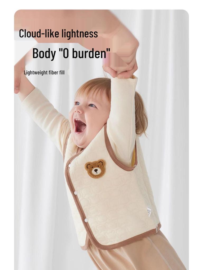 Jingqi Quilted Sleeveless Warm Vest for Newborns - Boys and Girls, Spring & Autumn Season