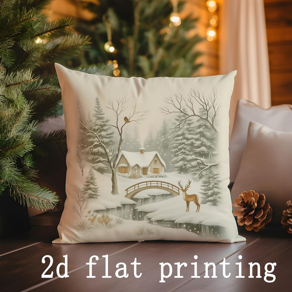 

Home Decor Christmas-themed Gnome & Nutcracker Pattern Cushion Cover Suitable for Sofa Bedroom Car Pillow Cover 16x16Inch