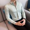 2025 Spring Men Solid Color Business Shirt Men Shirt Fashion Classic Basic Casual Slim White Social Shirt Autumn