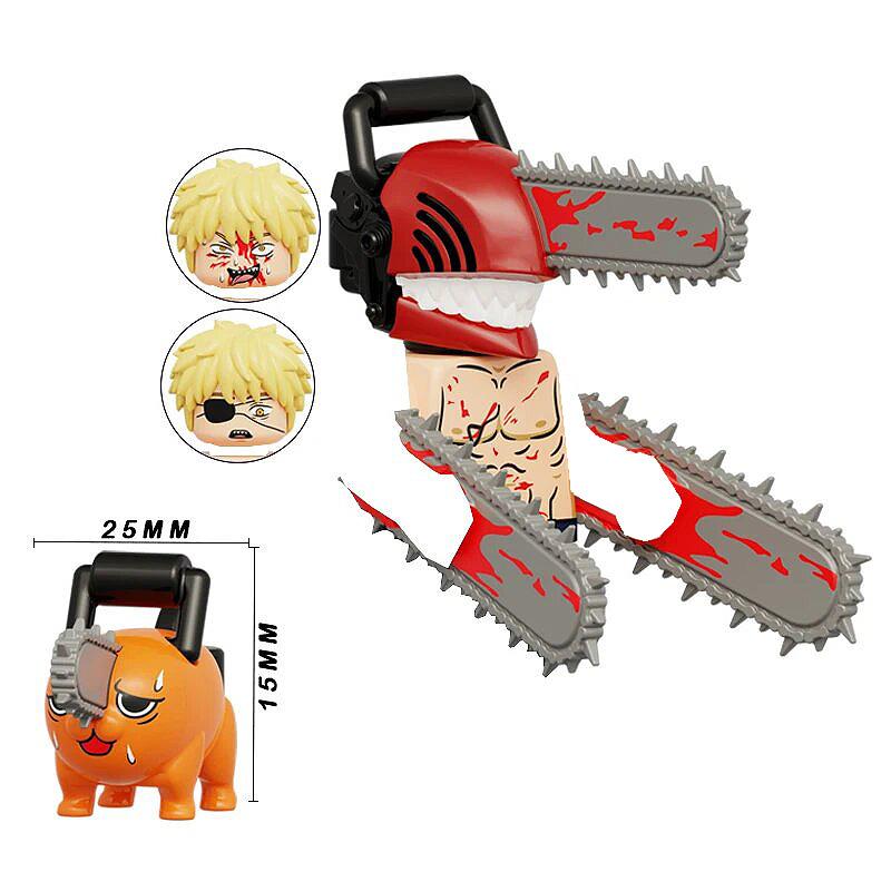 Japan Anime Figures Chainsaw Man Denji Pochita Katana Assembled Building Blocks Minifigure Children's Kids Educational Gift