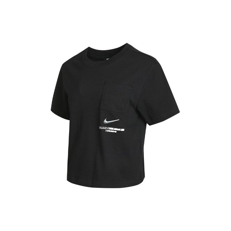 Nike Sportswear Swoosh Short-Sleeve Crew-Neck T-Shirt Women Tops Black CZ8912-010