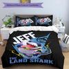 3pcs Jeff the Land Shark2 Pattern Bedding Set Duvet Cover Set Includes Duvet Cover &pillowcases, Perfect All Season Bedroom Decoration & Gift