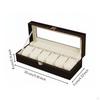 6 Slot Watch Box Padded Compartments Glass Lid Display Case Clear Window Timepiece Organizer