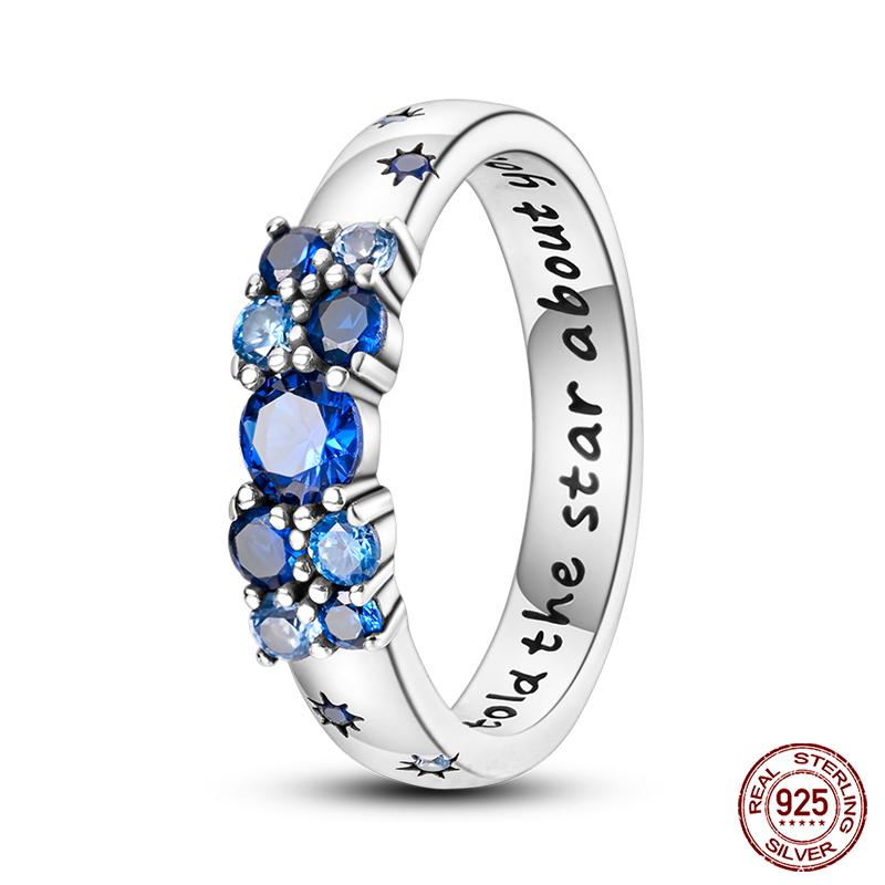 Popular Glow In The Dark Rings For Women 925 Silver Star Moon Sun Rings Sparkling Cubic Zircon Exquisite Jewelry Gifts