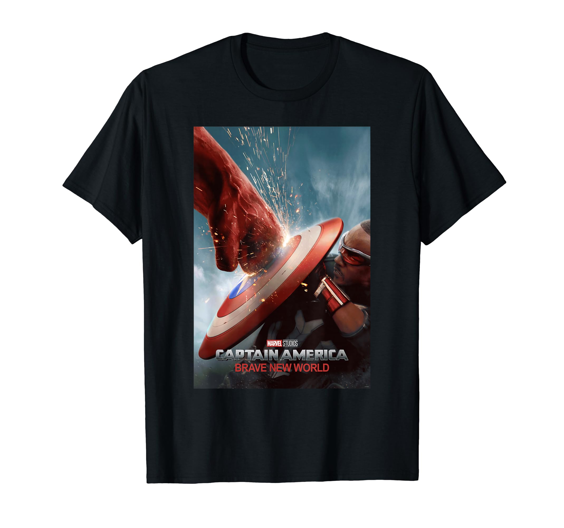 Marvel Studios Капитан Смелый Новый Мир Постер с ударом Футболка с Америкой чёрный