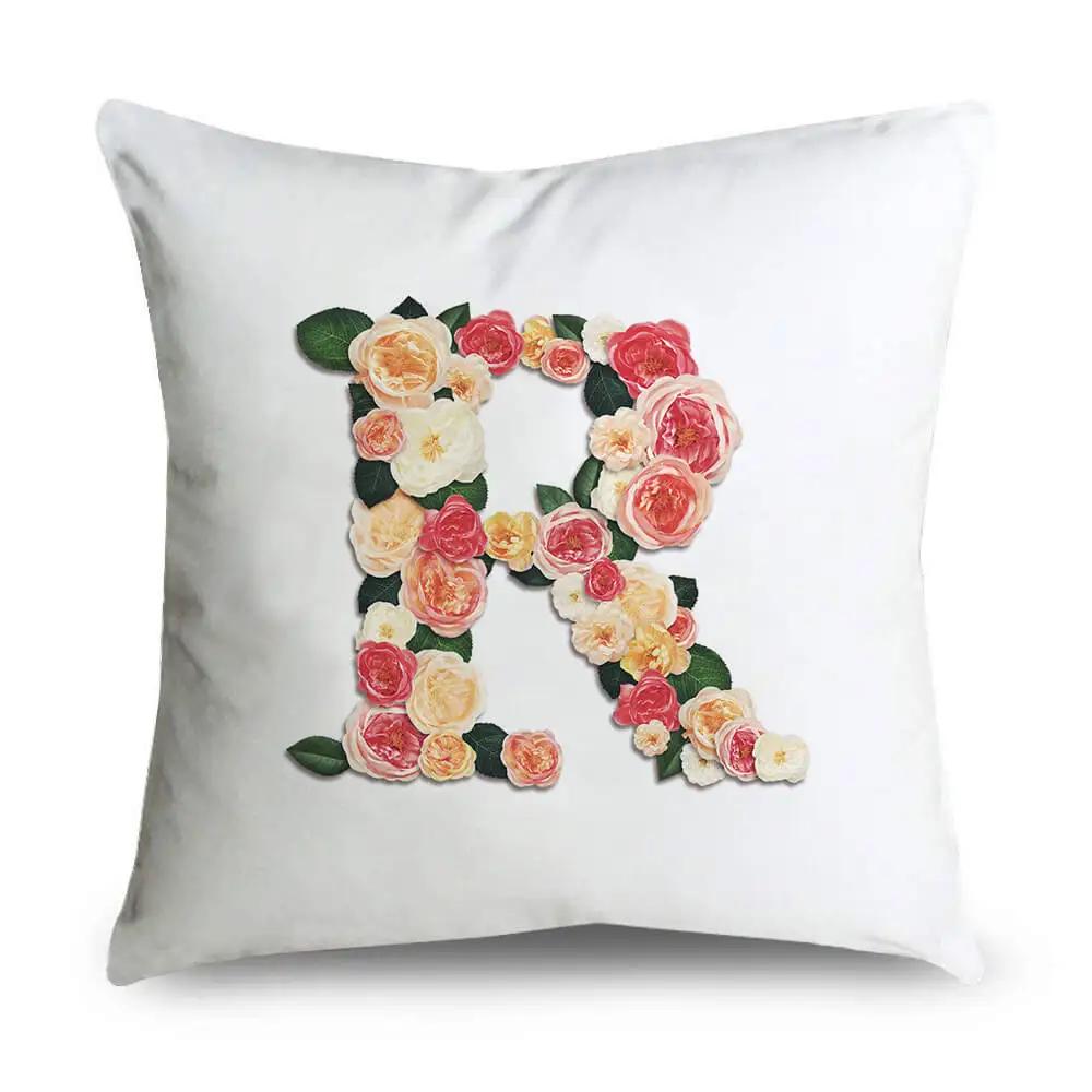 Pillow Home Decor Chair Pillowcase Wedding Decoration Cushion Cover Pink Flower Letter Sofa Car