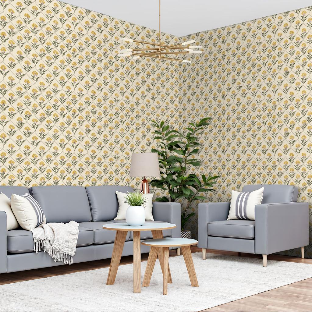 Vintage Floral Wallpaper 22.83"X118" Waterproof Wallpaper for Living Room/Bedroom/Bathroom PVC Wall Sticker