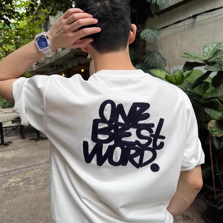 Brand de modă Tricou cu mânecă scurtă cu imprimeu cu litere pentru bărbați Tricou de vară pentru bărbați ins Brand de modă Top casual larg