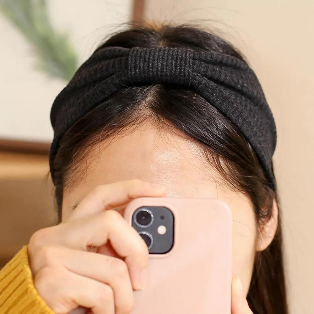 Daily Headband Designer Headband Angel Scrunchie Ribbon Ribbed Turban Dark Gray