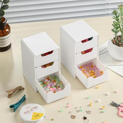 1Pc Mini Drawer Organizer with 3 Drawers Multi-Functional Storage Box for Office Supplies, Makeup, Jewelry, and Bathroom Essentials