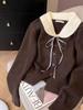 Korean Doll Collar Cardigan: Elegant Knitwear with Bow Tie Lace for Spring & Autumn