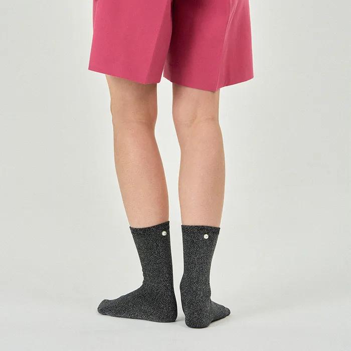 Pit a Pat Glitter Socks - BLACK&SILVER