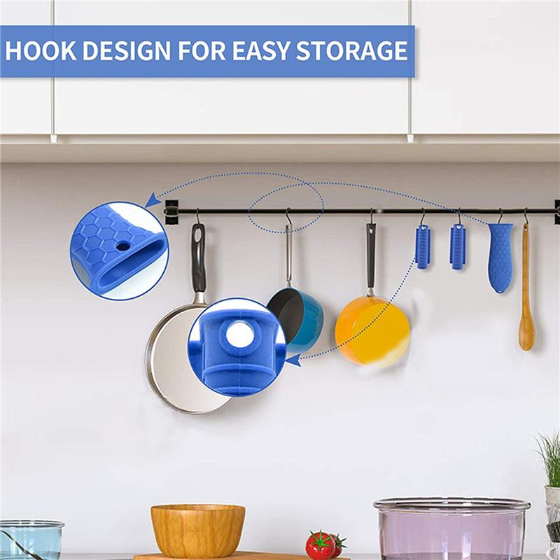 B97A-Silicone Hot Handle Holder For Cast Iron, 12 Pack Pot Handle Sleeve Non Slip Rubber Cover Set For Skillet Frying Pan