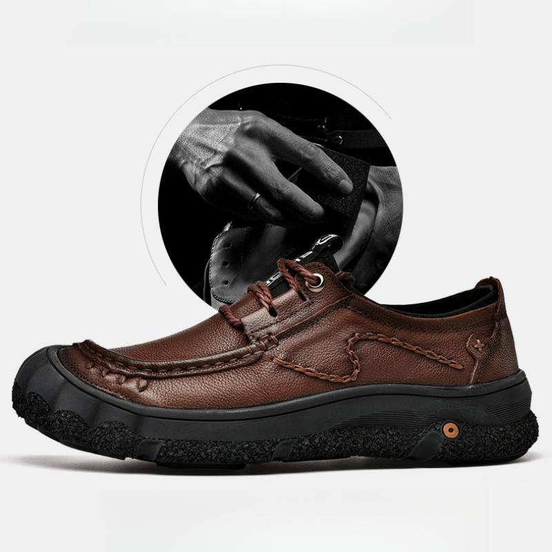 Sapatos masculinos de couro genuíno para caminhada, calçados casuais para atividades ao ar livre
