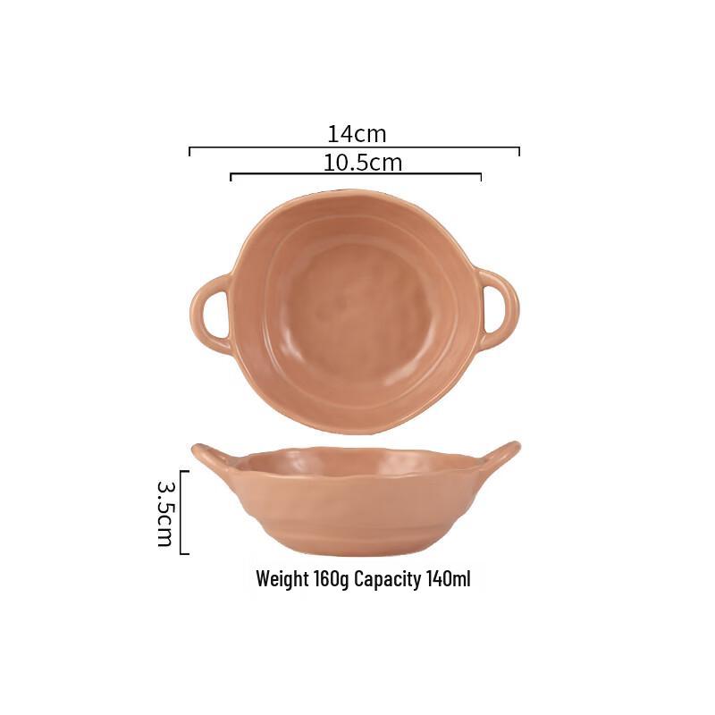 Elegant Minimalist Ceramic Double-Handle Noodle Bowl
