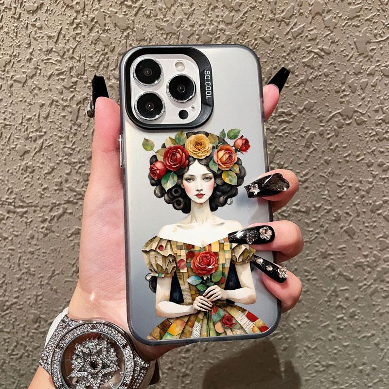 

Pretty Classical Young Girl Laser Phone Case For IPhone 13 12 Mini 11 Pro Max 16 15 14 Pro Max Plus Fashion Minimalism Covers iphone 13Mini