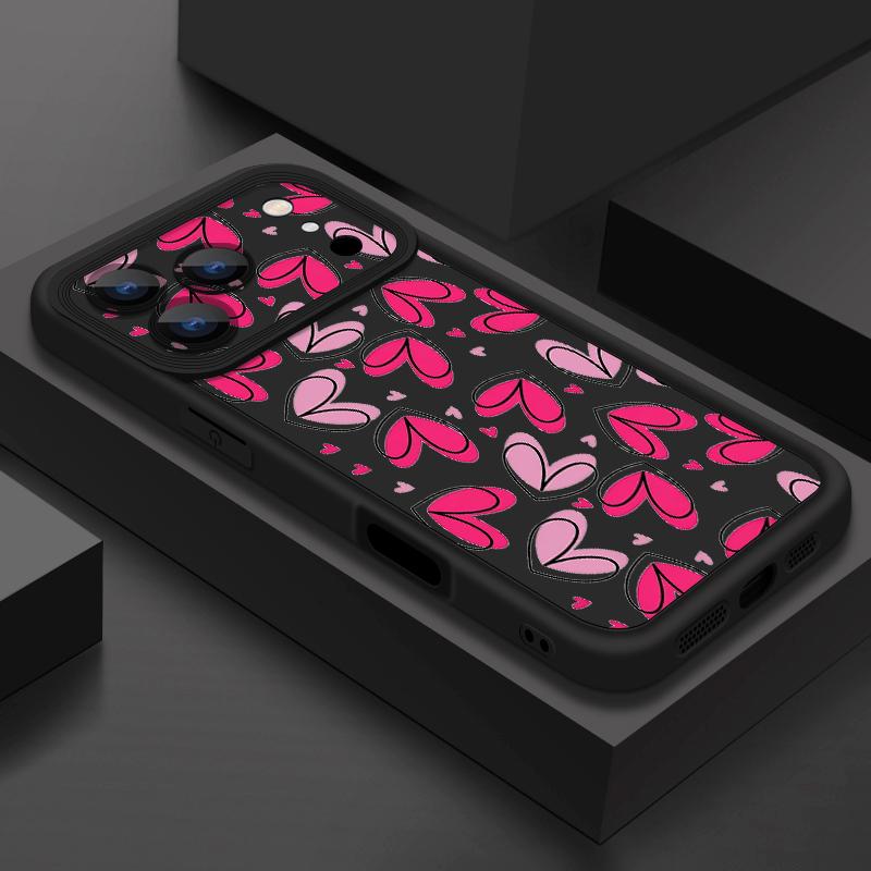 For iPhone 17 Pro Max Case Hand drawn heart-shaped pattern Shockproof Bumper Soft Silicone Cover For iPhone 16 15 14 13 Pro 12 11 16E Air