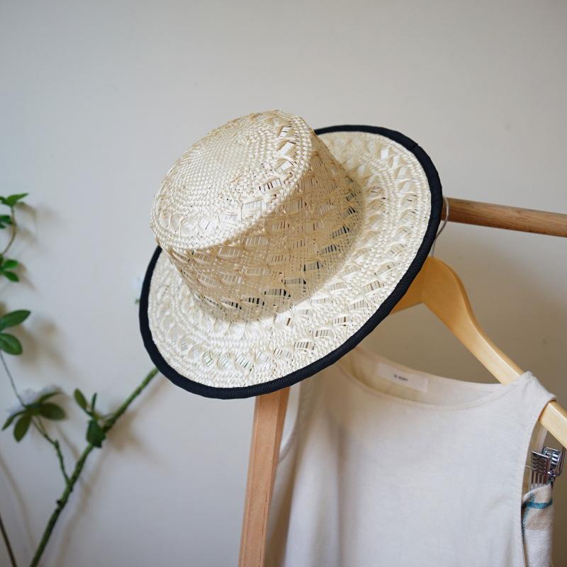 

Japanese Versatile French Retro Sisal Grass Hollow Woven Flat Top Top Hat Women S Summer Vacation Beach Straw Hat Sun Protection M（56-58cm）