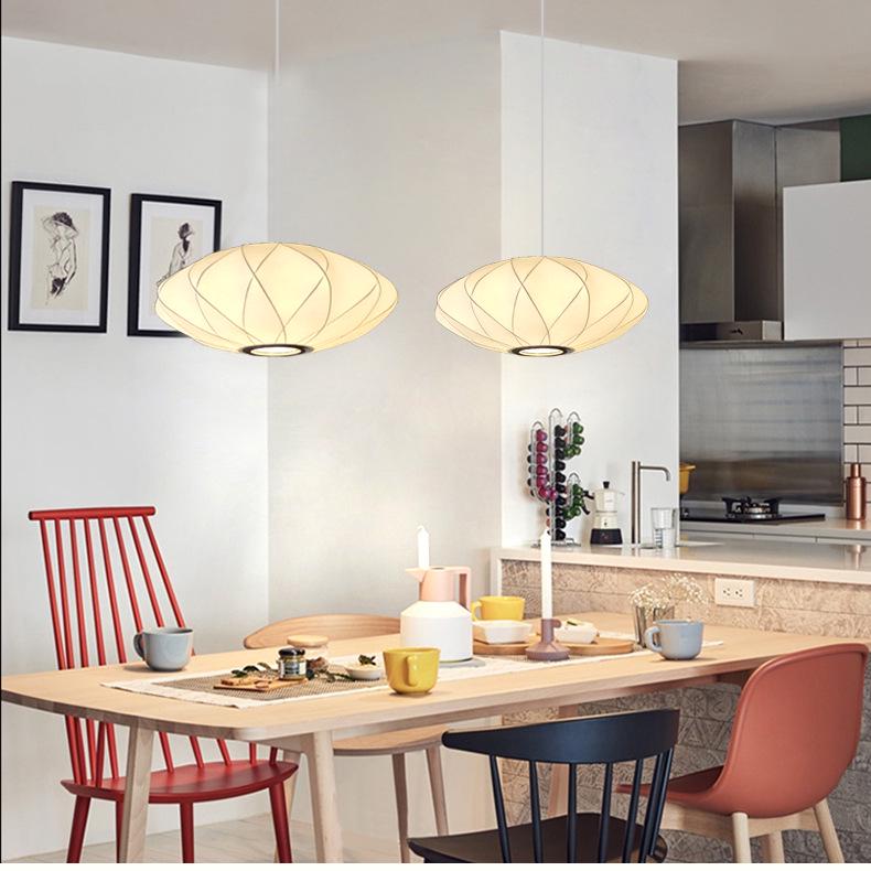 Zen Lantern: Japanese Silk Fabric Pendant Light for Bedroom, Dining Room, and Bar