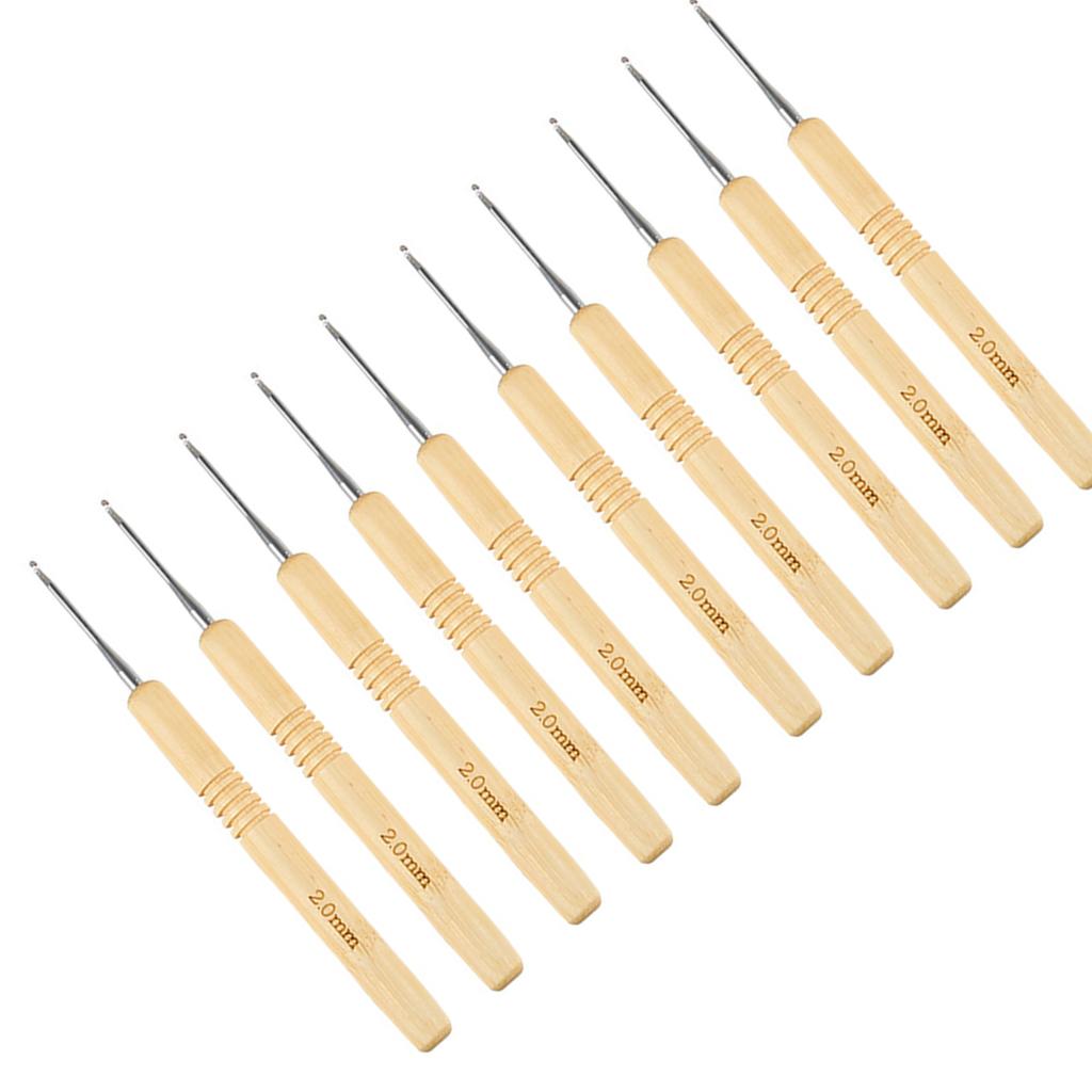 10PCS Crochet Hooks Set Ergonomic Wooden Grip Handles, Beginner Crochet Kits for Hand Stitching DIY Crochet Craft