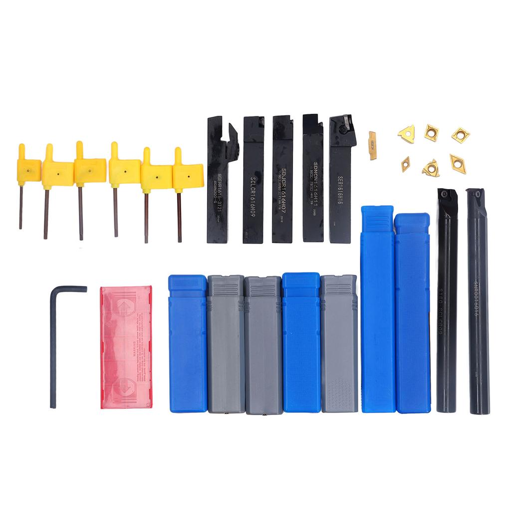 7PCS Set Turning Toolholder Set 16mm Alloy Steel Toolholders Blades and Wrenches for Processing
