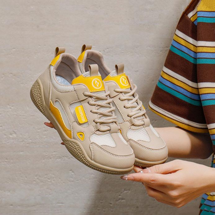 

Женская обувь Летняя сетчатая обувь 2025 Новая спортивная обувь с полой сеткой Белые туфли с одинарной сеткой Тонкая повседневная обувь 40 жёлтый