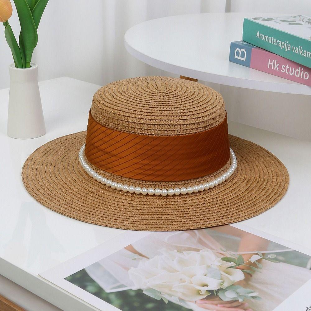 UV Protection Wide Brim Straw Hat Straw Weaving Women's Fisherman Hat Weave Bucket Hat  Beach