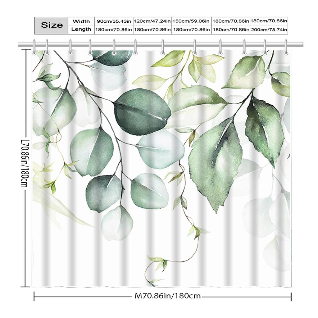 Jit1pc Green Leaf Shower Curtain, a High-End Elegant Bathroom Decor Pattern.
