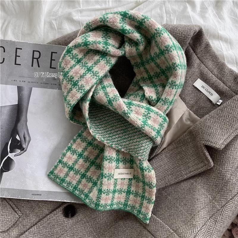 Écharpe d'hiver à carreaux pour femme - Épaisse, chaude, chauffe-cou d'extérieur pour Noël et le Nouvel An