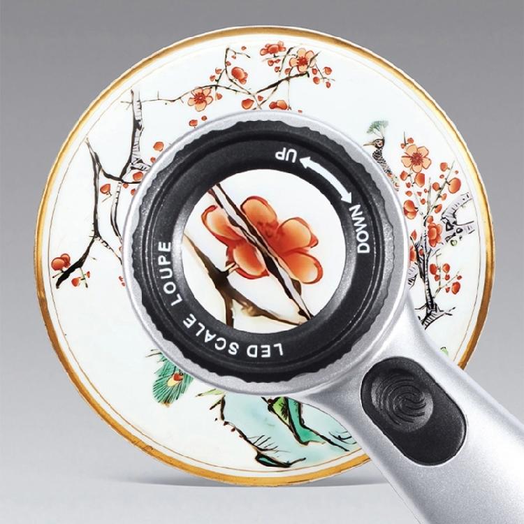 30x Power Magnifier 4 Color LED Lighting Rechargeable Handheld Tool For Detailed Inspection Of Stamps Coin And Electronics
