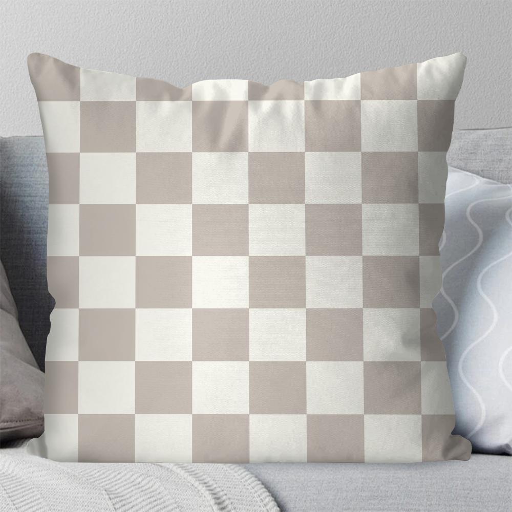 Checkerboard Grid Pillow Case Square Pillow Bedroom Sofa Leisure Comfort Cushion Car Living Room Home Decoration 40X40
